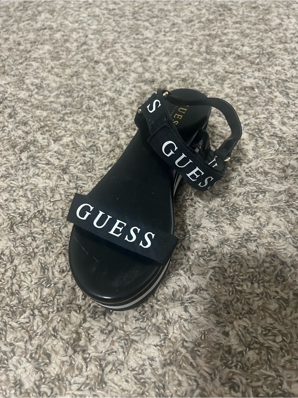 GUESS Black Logo Strap Platform Sandals - Picture 7 of 10